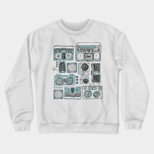 Boomboxes (Black and Mint Green Ink) Crewneck Sweatshirt